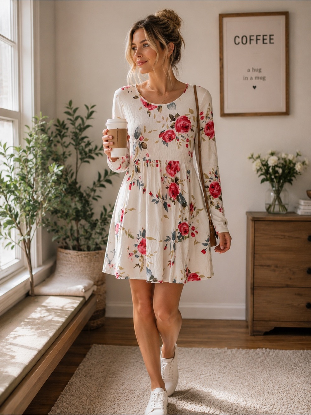 Romantic Floral Fit & Flare Dress | XS | Soft Girl Coffee Date
